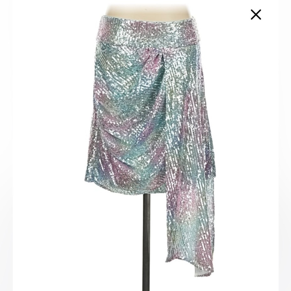 Elliatt Pastel Sequin Asymmetrical Skirt Glam cocktail Party NWT S